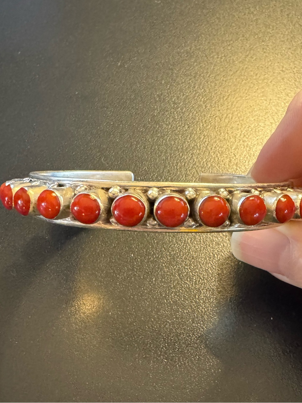 Heavy Sterling Silver Red Jasper Cuff Bracelet - 58.23g
